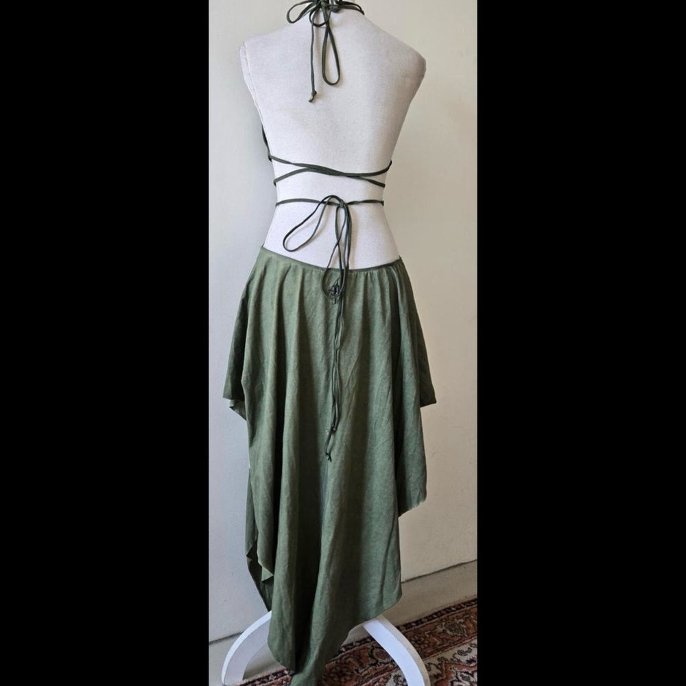 Darker Wavs Dolls Kill ‘ECHO’ Asymmetrical Mesh Dress Dress Green NWT XL - Picture 7 of 11